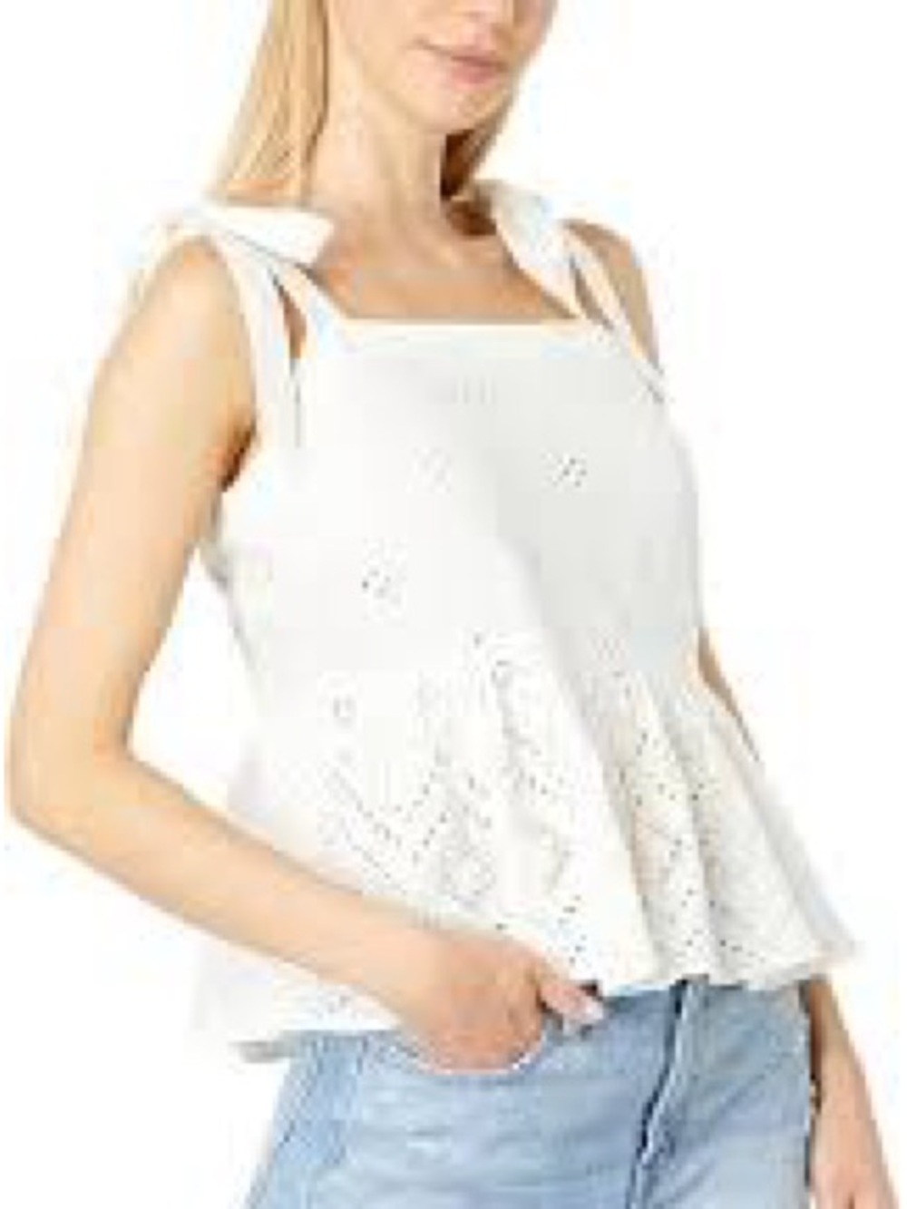 Rosalie Madewell Eyelet Tie-Shoulder flowy top